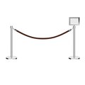 Montour Line Stanchion Post & Rope Kit Pol.Steel, 2CrownTop 1Tan Rope 8.5x11H Sign C-Kit-1-PS-CN-1-Tapped-1-8511-H-1-PVR-TN-PS